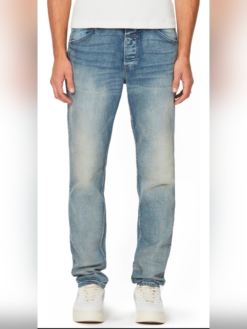 Vayder's Men's Maurizio Light Blue Distressed Washed Tapered Jeans 36 NWT